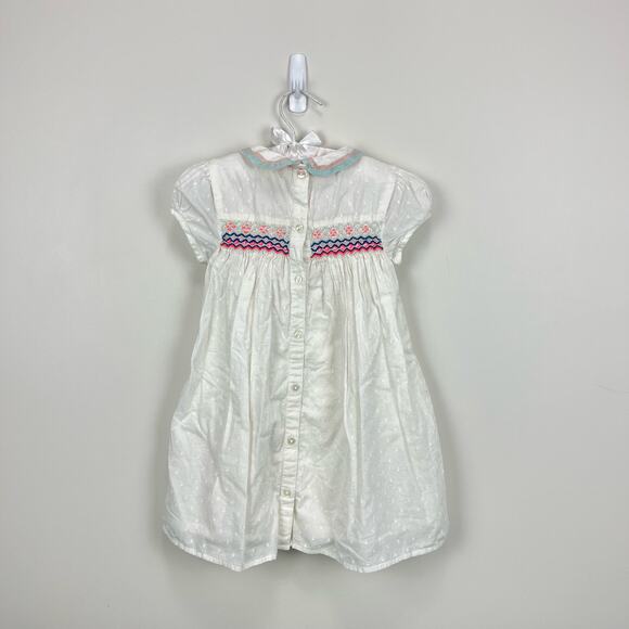 Mini Boden Smocked White Eyelet Dress 3-4 - Picture 6 of 7
